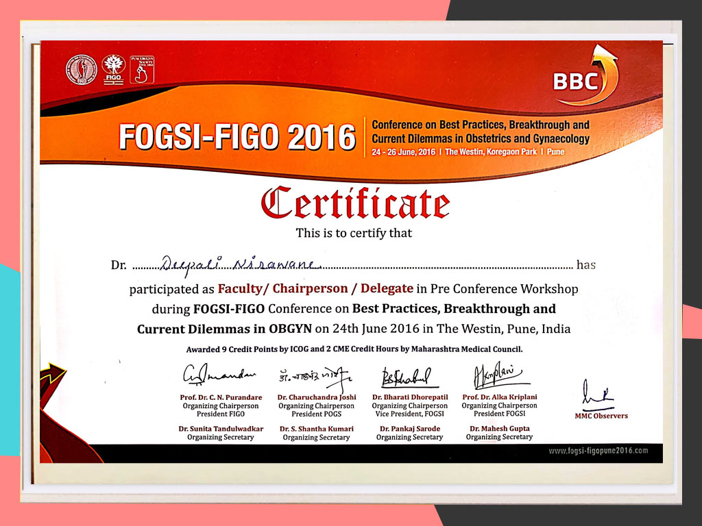 CERTIFICATE - FOGSI-FIGO 2016
