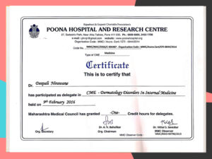CERTIFICATE- POONA HOSPITAL AND RESEARCH CENTRE